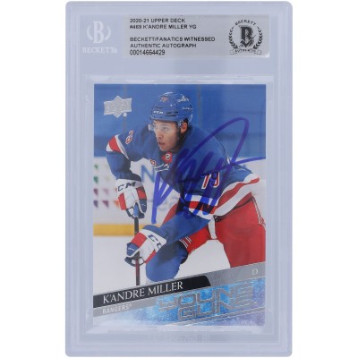 KAndre Miller New York Rangers Autographed 2020-21 Upper Deck Young Guns #469 Beckett Fanatics Witnessed Authenticated Rookie Card