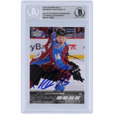 Mikko Rantanen Colorado Avalanche Autographed 2015-16 Upper Deck Young Guns #206 Beckett Fanatics Witnessed Authenticated Rookie Card