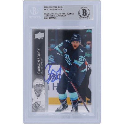 Carson Soucy Seattle Kraken Autographed 2021-22 Upper Deck Extended Series #630 Beckett Fanatics Witnessed Authenticated Card