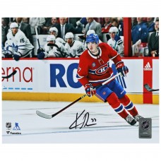 Autographed Montreal Canadiens Kirby Dach Fanatics Authentic 8 x 10 Red Jersey Canadiens Debut Photograph