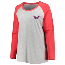 Женская футболка Washington Capitals Alexander Ovechkin Fanatics Heather Gray/Heather Red Plus Size Name & Number Raglan Long Sleeve