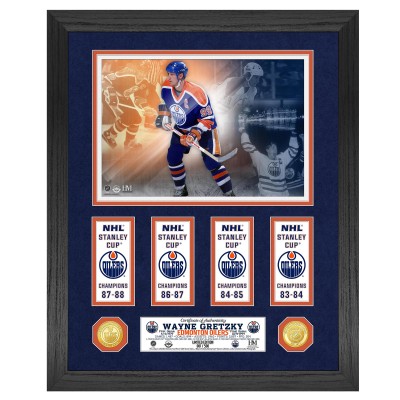Edmonton Oilers Wayne Gretzky Highland Mint 18 x 22 Four-Time Stanley Cup Champions Photo Mint