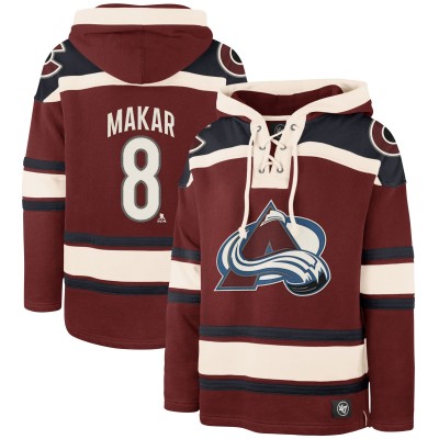 Толстовка Colorado Avalanche Cale Makar 47 Burgundy Player Name & Number Lacer