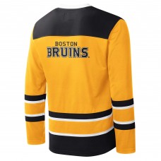 Boston Bruins Starter Cross Check Jersey V-Neck Long Sleeve T-Shirt - Gold/Black