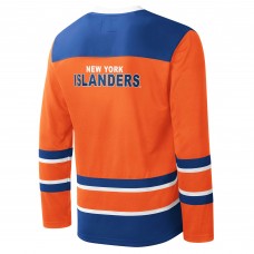 New York Islanders Starter Cross Check Jersey V-Neck Long Sleeve T-Shirt - Orange/Royal