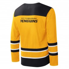 Pittsburgh Penguins Starter Cross Check Jersey V-Neck Long Sleeve T-Shirt - Gold/Black