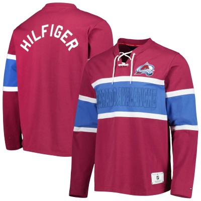 Футболка с длинным рукавом Colorado Avalanche Tommy Hilfiger Walter Lace-Up - Burgundy