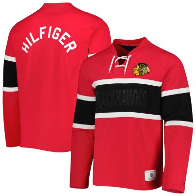 Футболка с длинным рукавом Chicago Blackhawks Tommy Hilfiger Walter Lace-Up - Red