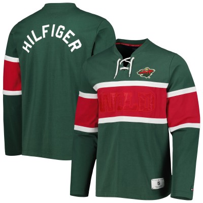 Футболка с длинным рукавом Minnesota Wild Tommy Hilfiger Walter Lace-Up - Green