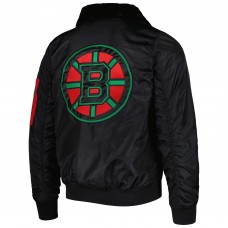 Кофта на молнии Boston Bruins Starter x Ty Mopkins Black History Month Varsity - Black Кофта на молнии Boston Bruins Starter x Ty Mopkins Black History Month Varsity - Black