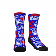 New York Rangers Rock Em Socks Youth Allover Logo & Paint Crew Socks