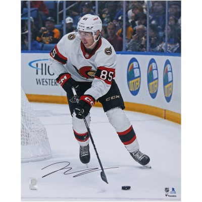 Jake Sanderson Ottawa Senators Autographed Fanatics Authentic 16 x 20 White Jersey NHL Debut Photograph
