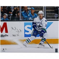 Henrik Sedin Vancouver Canucks Autographed Fanatics Authentic 16 x 20 White Jersey Stopping Photograph with HOF 22 Inscription - Limited Edition of 33