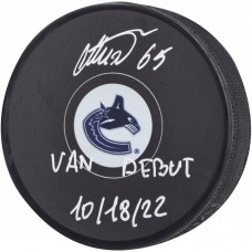 Шайба с автографом Ilya Mikheyev Vancouver Canucks Autographed Fanatics Authentic with Van Debut 10/18/22 Inscription