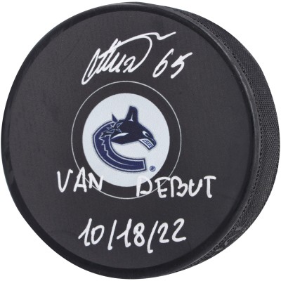 Шайба с автографом Ilya Mikheyev Vancouver Canucks Autographed Fanatics Authentic with Van Debut 10/18/22 Inscription