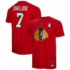 Футболка с номером Chris Chelios Chicago Blackhawks Mitchell & Ness  - Red