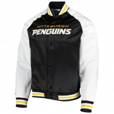 Pittsburgh Penguins Mitchell & Ness Primetime Raglan Satin Full-Snap Jacket - Black/White