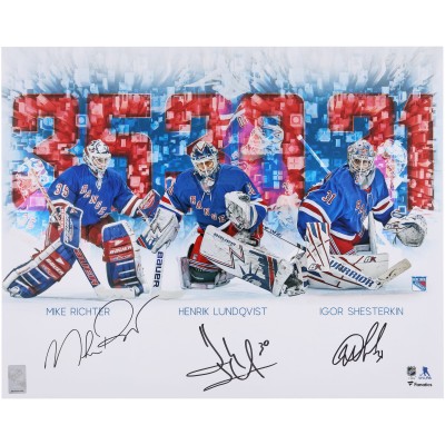 Mike Richter, Henrik Lundqvist and Igor Shesterkin New York Rangers Autographed Fanatics Authentic 16 x 20 Stylized Photograph