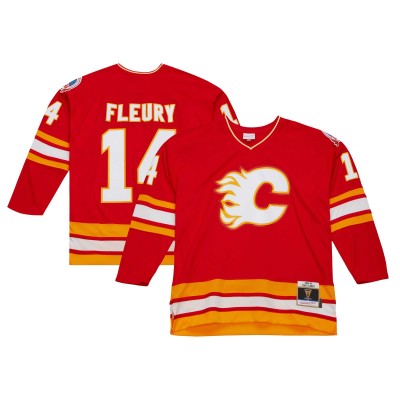 Игровая джерси Theoren Fleury Calgary Flames Mitchell & Ness  1988/89 Blue Line Player - Red
