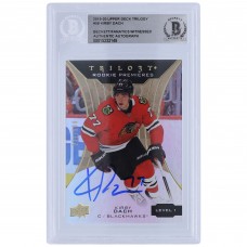 Kirby Dach Chicago Blackhawks Autographed 2019-20 Upper Deck Trilogy Level 1 Rookie Premieres #58 #271/299 Beckett Fanatics Witnessed Authenticated Rookie Card