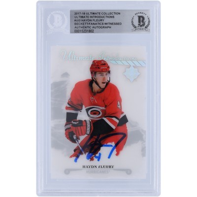 Haydn Fleury Carolina Hurricanes Autographed 2017-18 Upper Deck Ultimate Collection Ultimate Introductions #UI-3 Beckett Fanatics Witnessed Authenticated Rookie Card