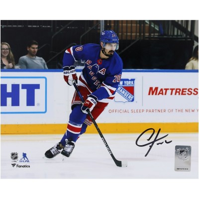 Chris Kreider New York Rangers Autographed Fanatics Authentic 8 x 10 Blue Jersey with Puck Photograph