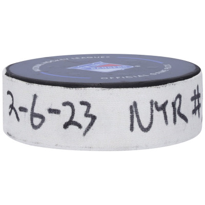 Шайба с игры Alexis Lafreniere New York Rangers Fanatics Authentic from February 6, 2023 vs. Calgary Flames